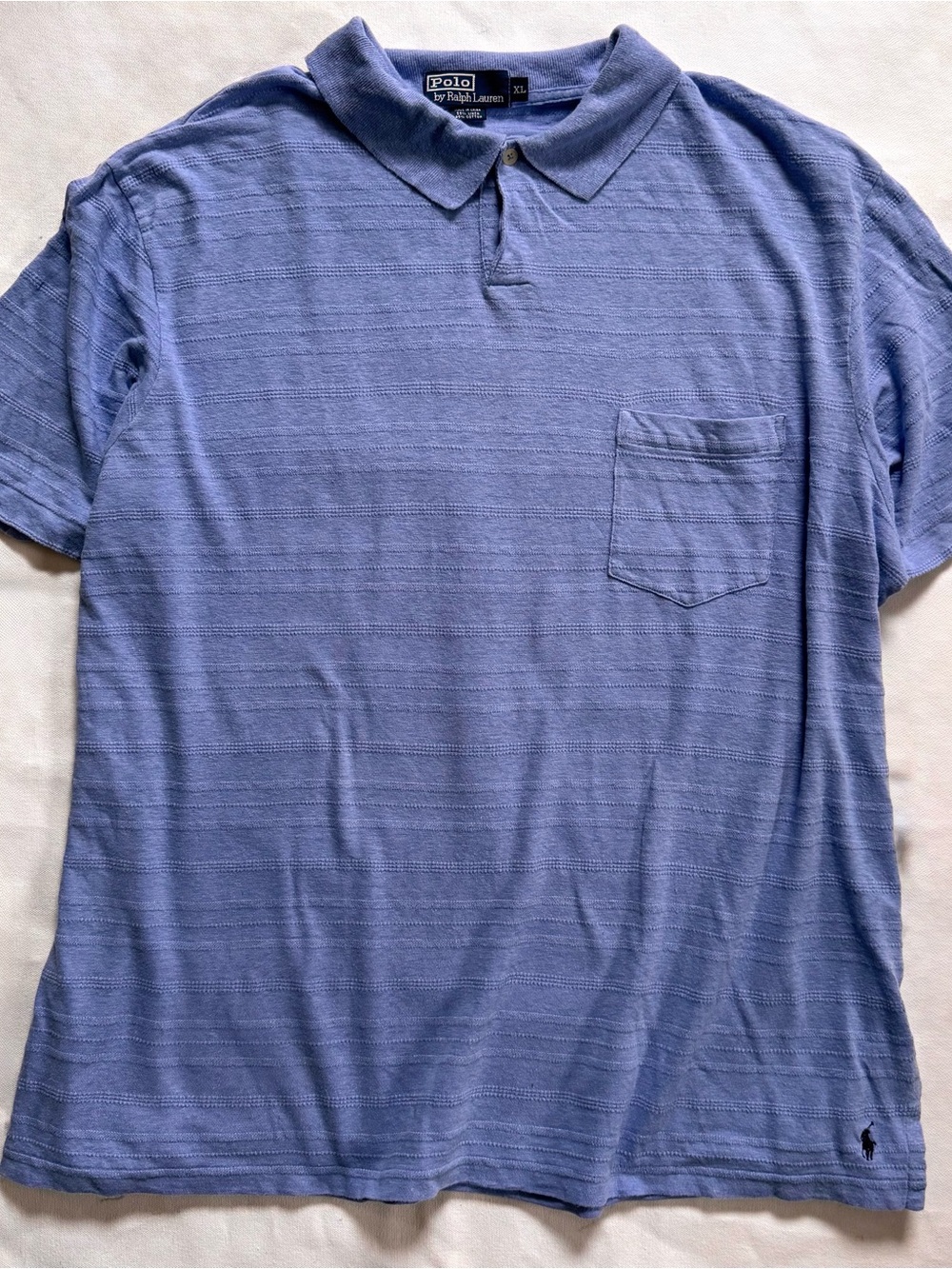 Polo by Ralph Lauren Light Blue Linen Cotton Blend Textured Stripe Knit